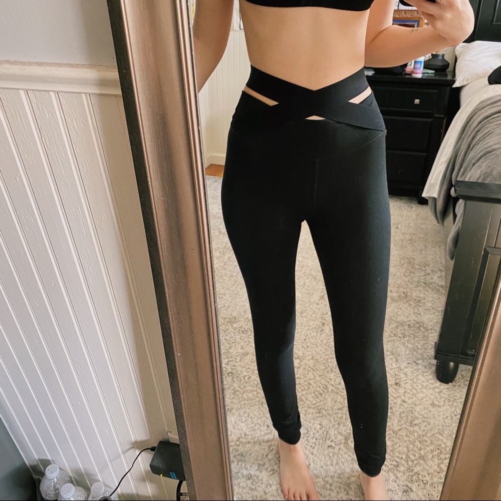 Fabletics Black Demi Lovato Criss Cross Leggings